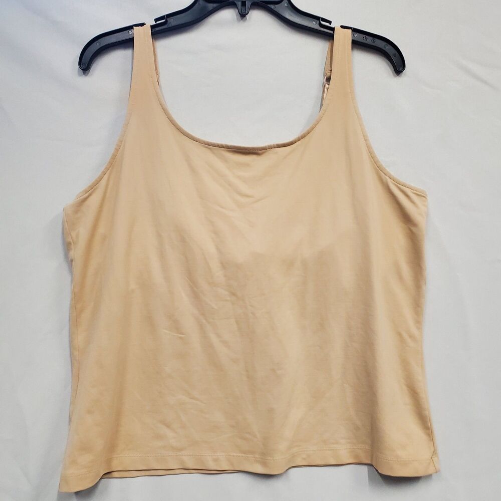 Chicos Tan Beige Cami Tank Top Size 3 XL Adjustable Straps Nylon Spandex Stretch